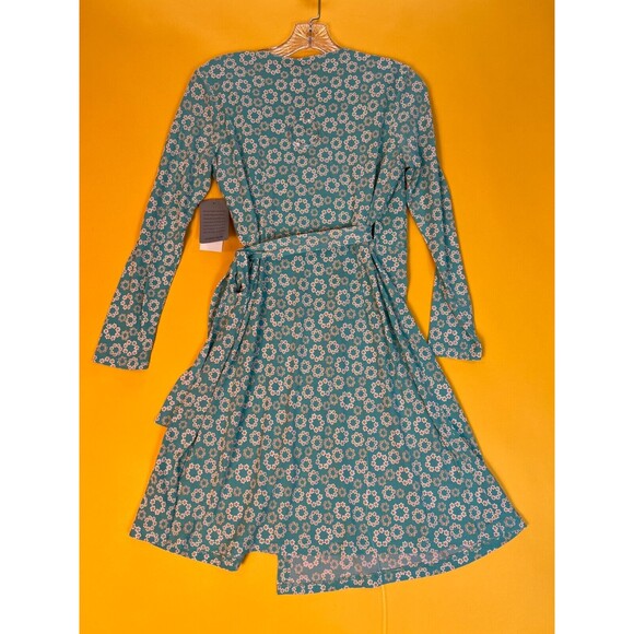 Alexia Admor Amelia Wrap Dress Womens XS Turquoise Daisy Long Sleeve V-Neck NWT - Picture 8 of 11